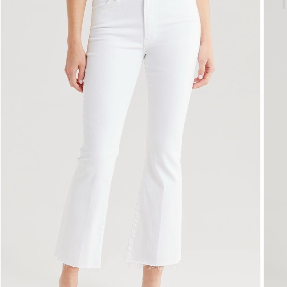 Mother The Hustler Ankle Fray white jeans